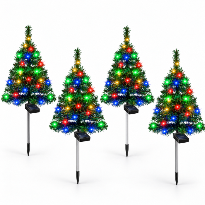 Set 2 x Brad Decorativ Solar cu Lumini LED Multicolore – Functionare Automata Zi/Noapte pentru Decor de Craciun Exterior - Copie [16]