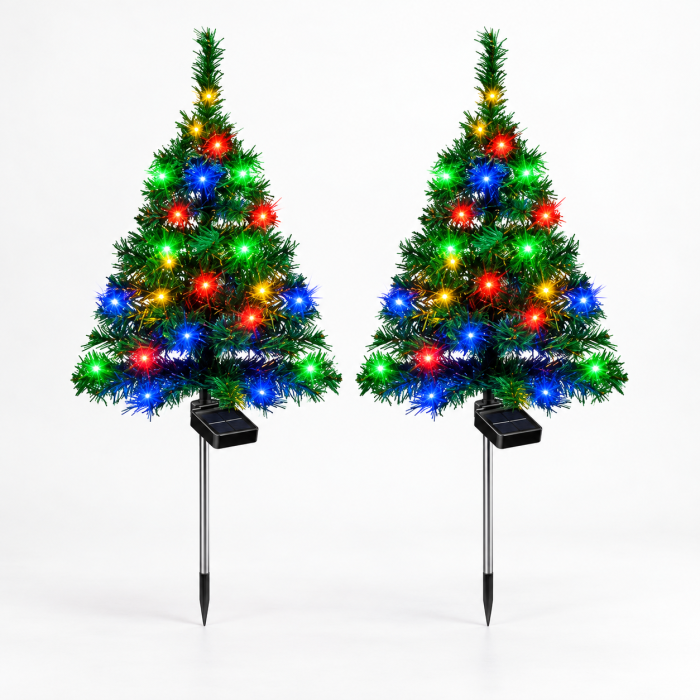Set 2 x Brad Decorativ Solar cu Lumini LED Multicolore – Functionare Automata Zi/Noapte pentru Decor de Craciun Exterior - Copie [15]