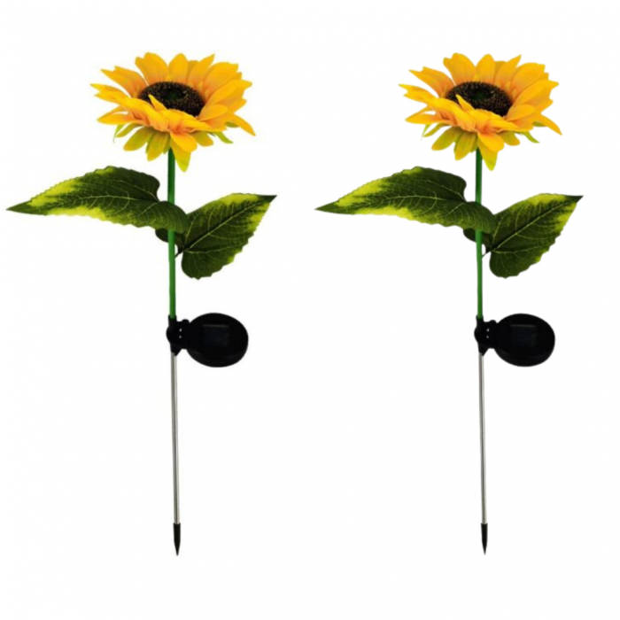 Set 2 Lămpi Solare Floarea Soarelui LED, 70cm, pentru Grădină [4]