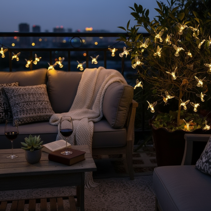 Instalatie Solara LED 20 Pasari Luminoase | Decor Gradina cu Lumina rece [1]