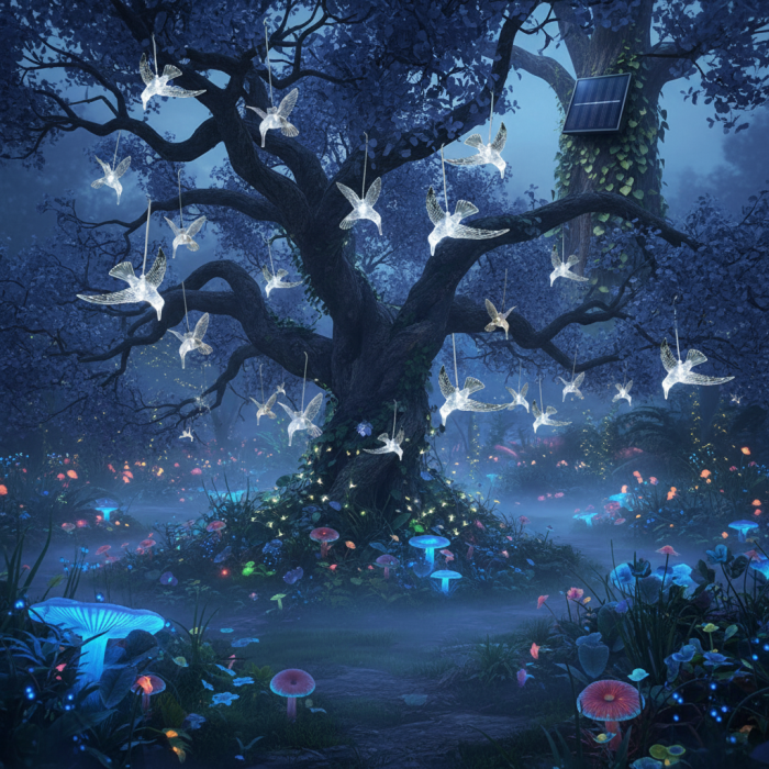 Instalatie Solara LED 20 Pasari Luminoase | Decor Gradina cu Lumina rece [5]