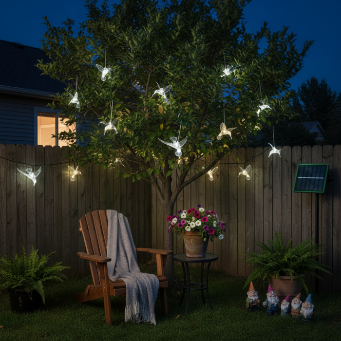 Instalatie Solara LED 20 Pasari Luminoase | Decor Gradina cu Lumina rece [4]