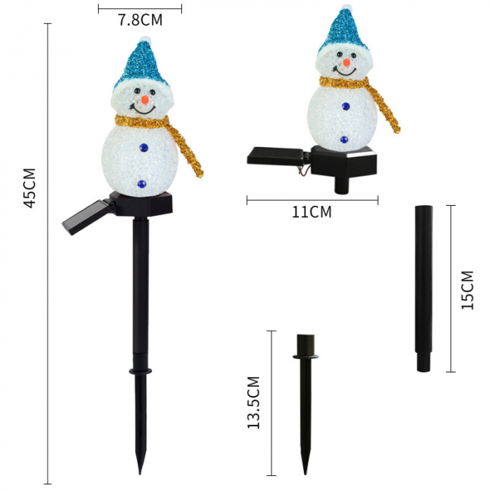 Set 4 Lămpi Solare de Crăciun, Om de Zăpadă - Magia Sărbătorilor în Grădina Ta [11]