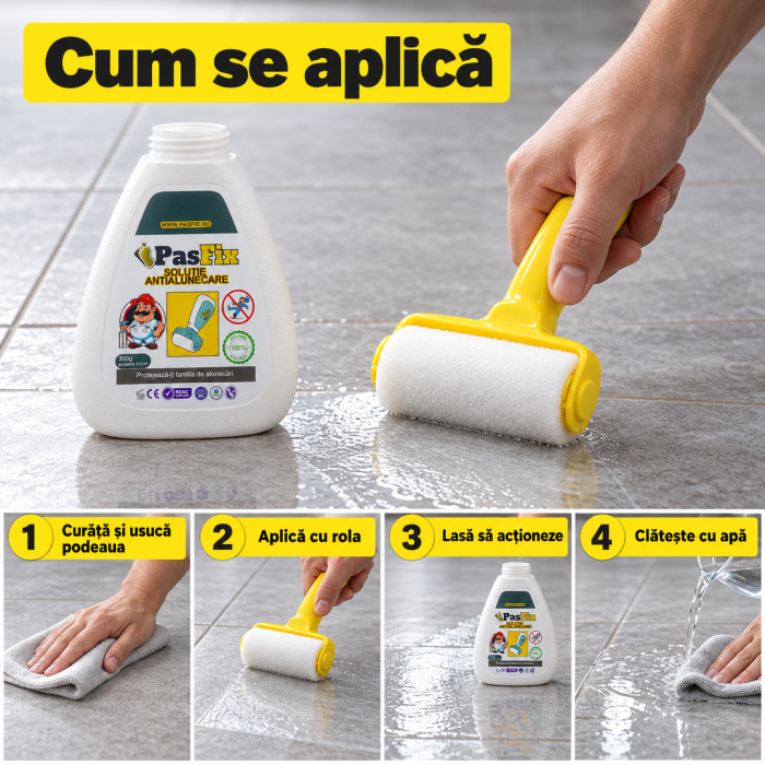 Soluție Antialunecare PasFix 300ml – Protecție sigură pentru gresie, piatră și marmură cu rolă aplicatoare [3]