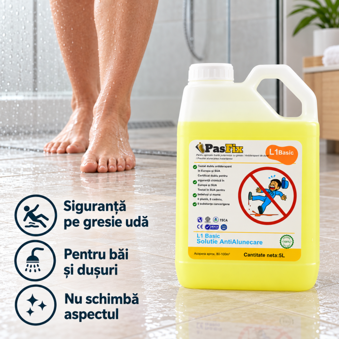 Soluție Antialunecare PasFix L1 BASIC 5L – Protecție sigură pentru băi, bucătării și pardoseli cu gresie [3]