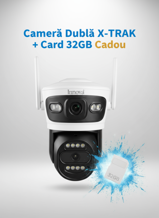 Camera Supraveghere Duală INNOVA X-TRAK, 6MP, WiFi/Lan , live pe telefon + Card Cadou [1]