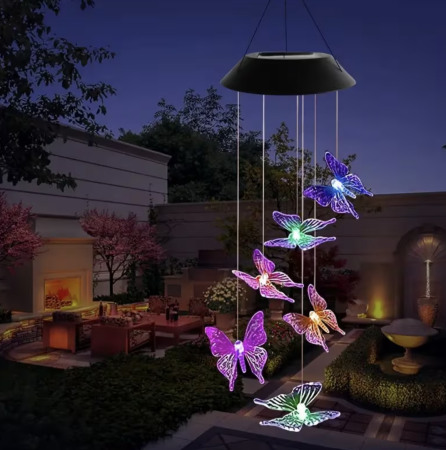 Clopotei de Vant Solari LED, Set 2 Bucati, 6 Figurine Luminoase, Inimi, Colibri sau Fluturi [6]