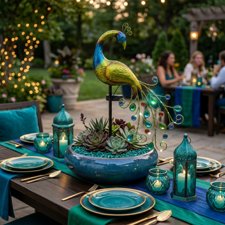 Lampa Solara Decorativa Paun LED – Iluminare Eleganta pentru Gradina Ta [1]