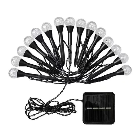 Set 2 Instalații Solare de Grădină cu 20 Globuri LED 3m, Lumină Caldă sau Multicoloră [4]