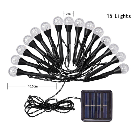 Set 2 Instalații Solare de Grădină cu 20 Globuri LED 3m, Lumină Caldă sau Multicoloră [3]