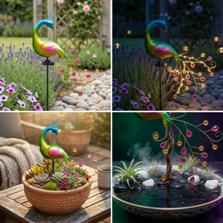 Lampa Solara Decorativa Paun LED – Iluminare Eleganta pentru Gradina Ta [7]