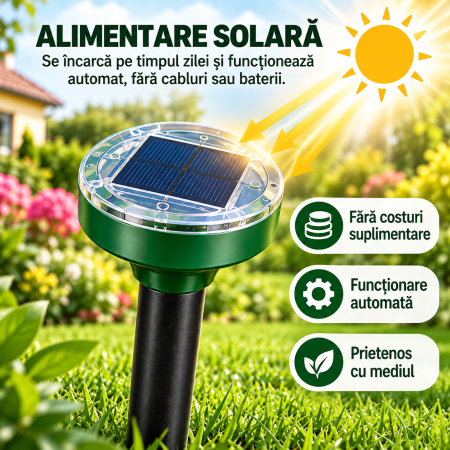 Set aparate solare anti-cârtițe și rozătoare, cu ultra sunete și vibrații – 4, 8 sau 16 bucăți [5]