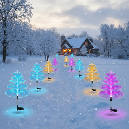 Set 2 Lampi Solare Fountain cu Fibra Optica – Iluminare Multicolora pentru Decor de Craciun Exterior [4]