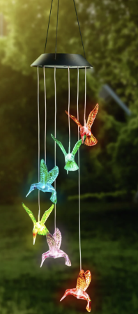 Clopotei de Vant Solari LED, Set 2 Bucati, 6 Figurine Luminoase, Inimi, Colibri sau Fluturi [14]