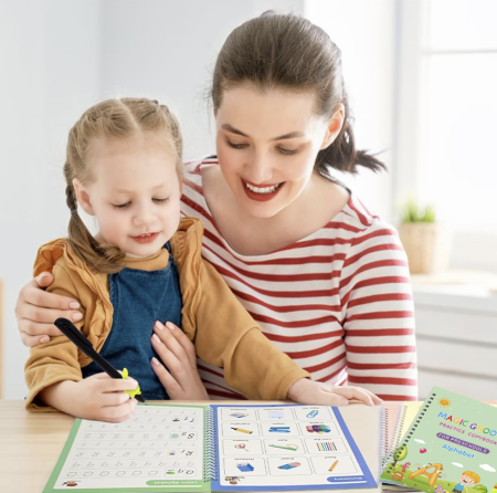 Set cu 4 caiete de lucru si stilou magic pentru scris si desenat Sank Magic, rechizite scolare, multicolor, 19 cm X 13 cm [3]