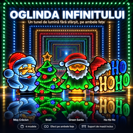Oglinda Infinitului – Decorațiune LED de Crăciun cu Tunel de Lumină pe Ambele Fețe, 4 Modele, cu Suport de Masă [3]