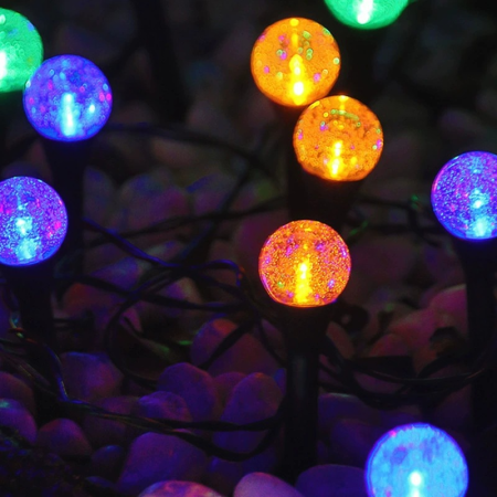 Set 2 Instalații Solare de Grădină cu 20 Globuri LED 3m, Lumină Caldă sau Multicoloră [5]