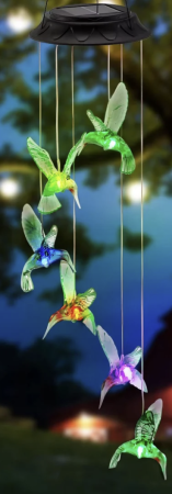 Clopotei de Vant Solari LED, Set 2 Bucati, 6 Figurine Luminoase, Inimi, Colibri sau Fluturi [16]