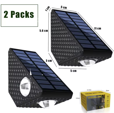 Set 2 Lampi Solare Decorative de Perete , Lumina in 3 Directii , Mullticolor , Alb rece , Alb Cald [8]