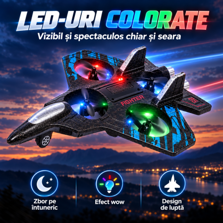 Avion De Lupta si Telecomanda cu 4 elice,  pentru copii [2]