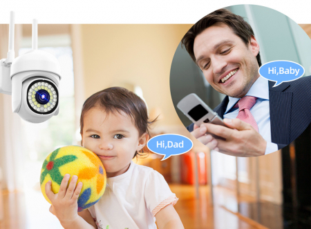 Cameră de Supraveghere Smart WIFI, 36 LED-uri, HD, Viziune Nocturnă cu Infraroșu și Protecție IP66, Transmisie Live pe Telefon [2]