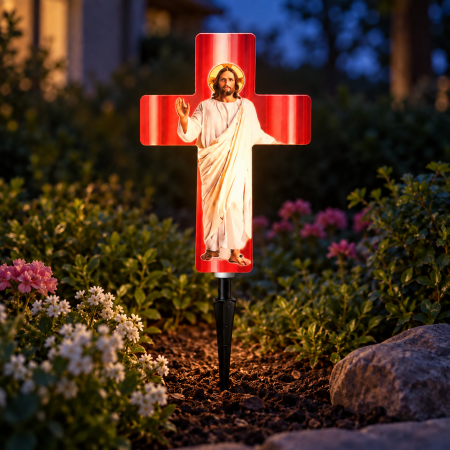 ✝️ Cruce Solara Decorativa LED – Lumina Calda pentru Comemorare si Liniste [2]