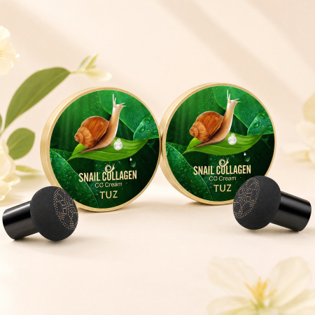 Fond de Ten CC Cream Air Cushion cu Colagen de Melc, Nuanța 02 Natural Skin – 1+1 Cadou, Aplicator Burete [1]