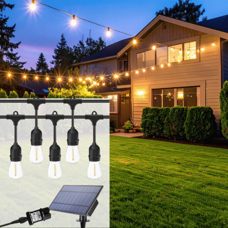 Decoratiuni Solare Gradina - Ghirlanda Luminoasa de Exterior si Interior: 8 Moduri, Interconectabila (Variante 220V / Panou Solar) 10m | 20m | 30m