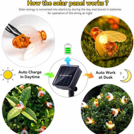 Instalatie Solara Decorativa Albine LED | 50 Lumini Calde pentru Gradina [6]