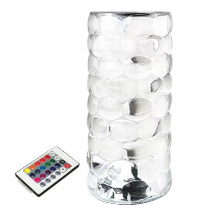 CASA SI GRADINA - Veioza - Lampă de Masă sau Noptiera cu Design Picătură de Apă , 16 Culori Schimbabile + Telecomanda