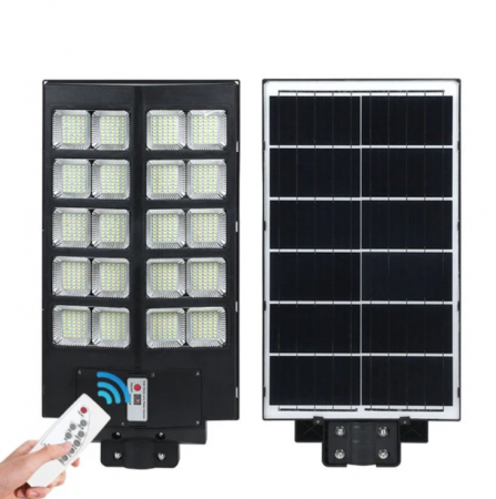 Lampi Solare Stradale - Lampa Solară Dublă Jortan cu LED-uri de Ultimă Generație – 1000W, Telecomandă Inclusă și Picior Metalic