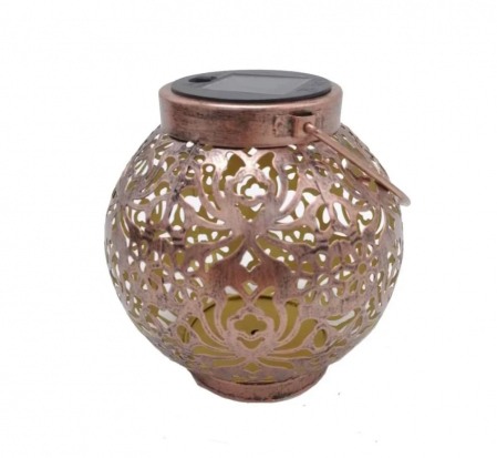 CASA SI GRADINA - Lampa Solară din Fier Forjat cu Proiecție  – Eleganță și Farmec pentru Grădină și Curte, Portabilă și Suspendată