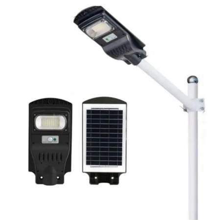LAMPI SOLARE - Lampa Solară Stradală IP66 cu Senzor de Mișcare, 50W și 6500K - Inclus Suport Metalic