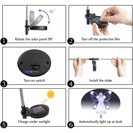 Lămpi Solare Decor Îngeraș cu Flori pentru Grădină – Set 2, 4 sau 8 Bucăți, Lumină Caldă [4]