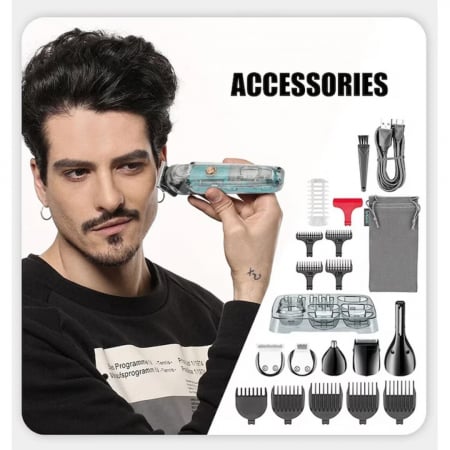 Mașină de Tuns Transparentă cu 6 Capete, IPX6, LED, 180 min [1]