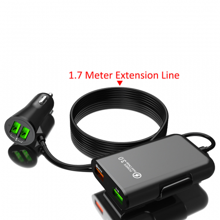 Pachet 1+1 Incarcator auto, 4 in 1, 12v/24 USB QC3.0, 40W, cablu de 1,7 m [6]