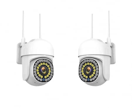 Camere IP WIFI Interior - Pachet 2 x Cameră de Supraveghere Smart WIFI, 36 LED-uri, HD, Viziune Nocturnă cu Infraroșu și Protecție IP66, Transmisie Live pe Telefon