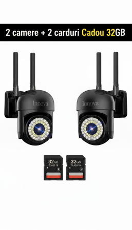 Pachet 2 x Cameră de Supraveghere Smart WIFI, 36 LED-uri, HD, IP66 + 2 Carduri Incluse [17]