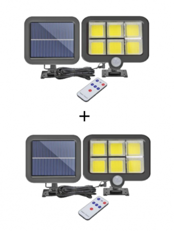 Pachete Promotionale - Pachet 2 x Lampa Solara 50W - 120 LED COB, cu PANOU DETASABIL
