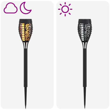 Set 10 Lampi Solare Tip Torta pentru Gradina, Efect Flacara de Foc, 47,5 cm, Negre [7]