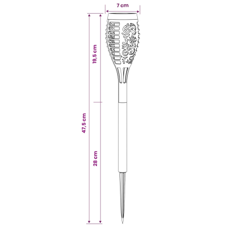 Set 10 Lampi Solare Tip Torta pentru Gradina, Efect Flacara de Foc, 47,5 cm, Negre [4]