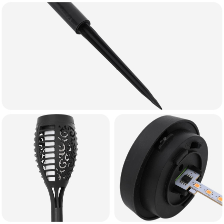 Set 10 Lampi Solare Tip Torta pentru Gradina, Efect Flacara de Foc, 47,5 cm, Negre [9]