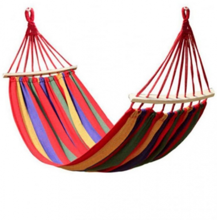 Set 2 Hamace cu Bară de Lemn – Bumbac 180×80 cm [3]