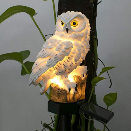 Set 2 Lămpi Solare Bufniță Albă pentru Grădină, Lumină Caldă, Țăruș 45 cm [3]