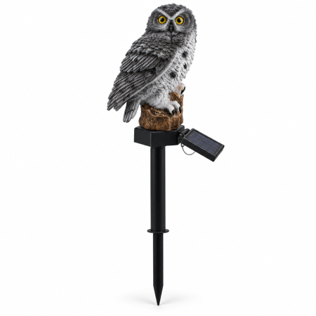 Set 2 Lămpi Solare Bufniță Albă pentru Grădină, Lumină Caldă, Țăruș 45 cm [10]