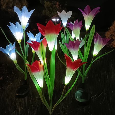 Set 4 Lampi Solare Crini Decorative, 70cm, IP66, LED cu Senzor Lumina [4]