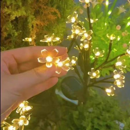 Set 4 Lampi Solare Decorative Ramura cu Flori LED, 65cm, IP66 [1]