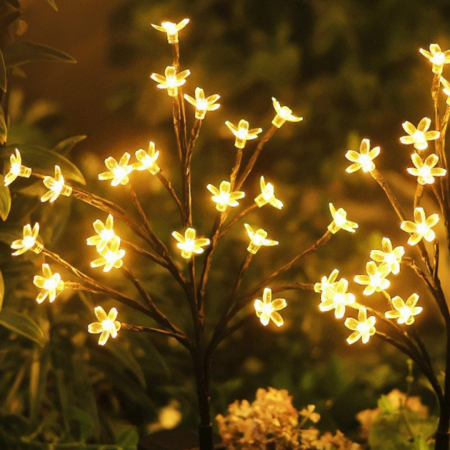 Set 4 Lampi Solare Decorative Ramura cu Flori LED, 65cm, IP66 [3]