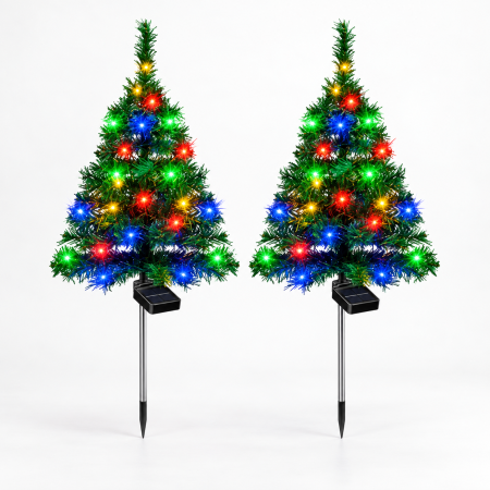 Set 2 x Brad Decorativ Solar cu Lumini LED Multicolore – Functionare Automata Zi/Noapte pentru Decor de Craciun Exterior - Copie [14]