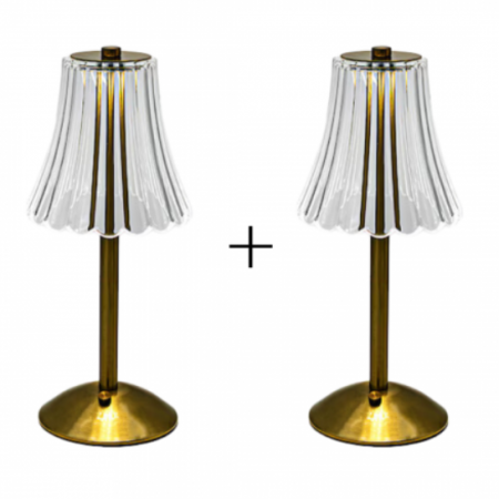 Pachete Promotionale - Set 2xLampă de Birou Cristal Paris, Tactilă și Reglabilă, 3 Nuanțe de Lumină, Auriu, Reîncărcabilă - Ideală pentru Dormitor, Living, sau Restaurant
